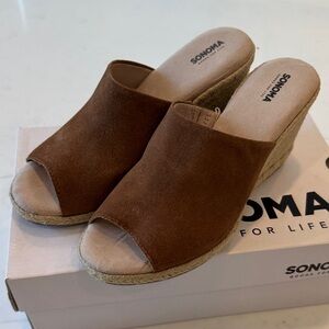 Sonoma Tan Suede Espadrille Wedge Slide